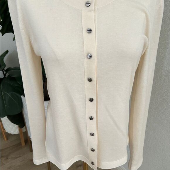 Balenciaga Cream Snap front Cardigan, Size XL, NWOT. - Picture 6 of 12